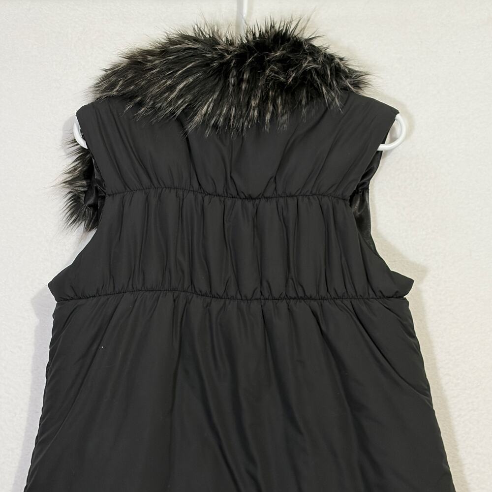 Soft Surroundings Puffer Vest Womens XL Black Fur Trim Full Zip Quilted Jacket - Picture 8 of 10